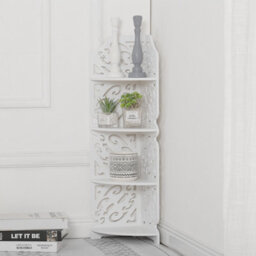 Living And Home 4 Tier White Wpc Corner Plant Stand  Corner Bookshelf For Small Spaces Living Room Bedroom 800mm(H) - thumbnail 2