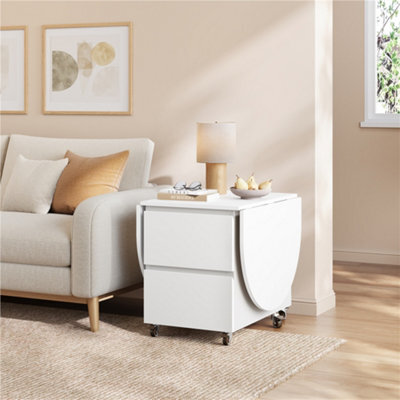 Yaheetech Expandable Coffee Table With 6 Wheels, 50.5Cm H Foldable Living Room Table With 2 Drawers And 2-Layer Cabinet, White - image 1
