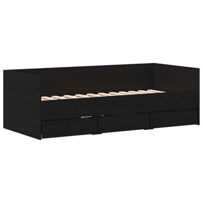 Berkfield Modern Daybed Black Oak Engineered Wood 90 X 200 Cm Durable Daybed