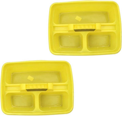 "Superpetstoreuk247 12"" X 15"" Polypropylene 3 Compartment Storage Caddy Tray With Handle Yellow Pack Of 2"
