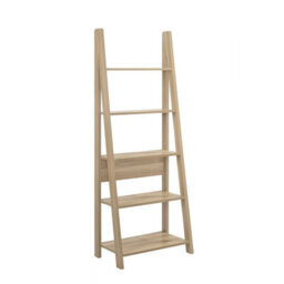 Timber Art Design Riva Wooden 5 Tier Ladder Bookcase Shelving Shelf Display Unit Oak Effect - thumbnail 1