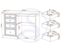 Seconique Corona 4 Drawer Dressing Table In Distressed Waxed Pine - thumbnail 8