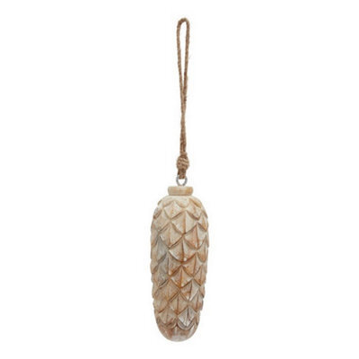 Hill Interiors Antique White Wash Large Pine Cone Bauble - Wood - L7 X W7 X H18 Cm - Brown - image 1