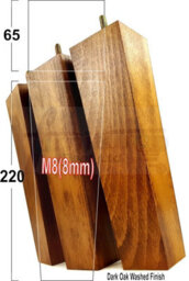 L&F 4 Wood Furniture Legs M8 220mm High Dark Oak Wash Replacement Square Tapered Sofa Feet Stools Chairs Cabinets Beds - thumbnail 1