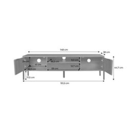 Sweeek. 151.5Cm Vintage Tv Unit Walnut Wooden Effect 2 Doors 1 Drawer Glassy Walnut 151.5X38X44.7 Cm - thumbnail 7