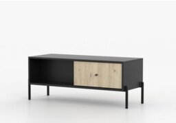 Arte Ravi Coffee Table - Black & Oak Artisan W90 X H45 X D60 Cm - Modern Table With Drawer, Open Compartment - thumbnail 3