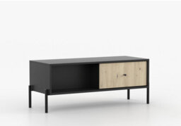 Arte Ravi Coffee Table - Black & Oak Artisan W90 X H45 X D60 Cm - Modern Table With Drawer, Open Compartment - thumbnail 1