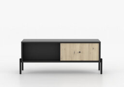 Arte Ravi Coffee Table - Black & Oak Artisan W90 X H45 X D60 Cm - Modern Table With Drawer, Open Compartment - thumbnail 2