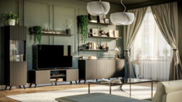 Amos Mann Furniture Bali Matte Black Slatted Effect Large Elegant Tv Cabinet - thumbnail 6