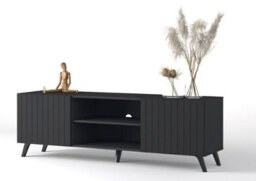 Amos Mann Furniture Bali Matte Black Slatted Effect Large Elegant Tv Cabinet - thumbnail 5