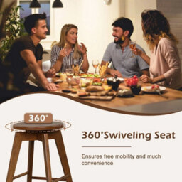 2Pack Bar Stools Wood Counter Height Chairswivel Kitchen Seat Backless - thumbnail 5