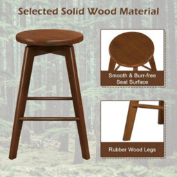 2Pack Bar Stools Wood Counter Height Chairswivel Kitchen Seat Backless - thumbnail 6