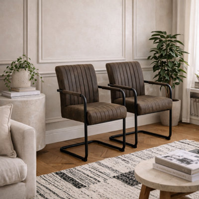 Wyld Haus Set Of 2 Grey Upholstered Helsinki Dining Chairs With Ribbed Back - image 1