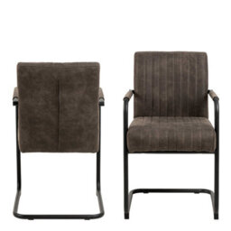 Wyld Haus Set Of 2 Grey Upholstered Helsinki Dining Chairs With Ribbed Back - thumbnail 3