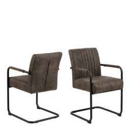 Wyld Haus Set Of 2 Grey Upholstered Helsinki Dining Chairs With Ribbed Back - thumbnail 2