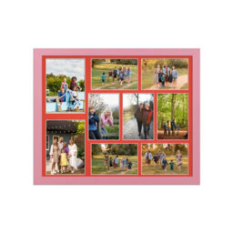 AK Frames 20X16 Pastel Pink Sleek Multi Photo Frame With Poppy Red Mount - Holds 9 Apertures (2X) 7X5, (7X) 6X4 Photos - thumbnail 1