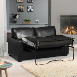 Lauderdale Bonded Leather 3 Seat Sofa With Pull Out Sofa Bed - Black - thumbnail 2
