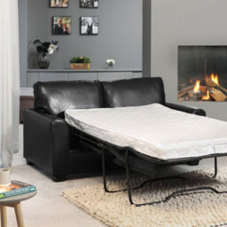 Lauderdale Bonded Leather 3 Seat Sofa With Pull Out Sofa Bed - Black - thumbnail 3