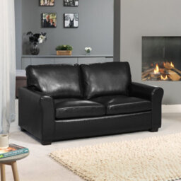 Lauderdale Bonded Leather 3 Seat Sofa With Pull Out Sofa Bed - Black - thumbnail 1