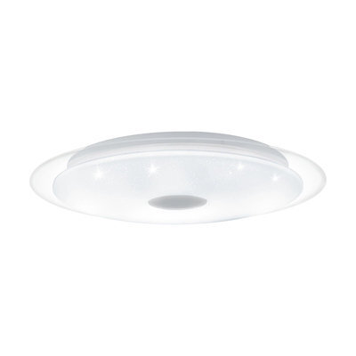 Elegant White Chrome Flush Ceiling Light With Led And Crystal Effect - image 1