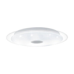 Elegant White Chrome Flush Ceiling Light With Led And Crystal Effect - thumbnail 1
