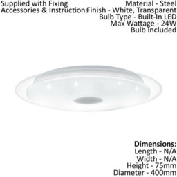 Elegant White Chrome Flush Ceiling Light With Led And Crystal Effect - thumbnail 2