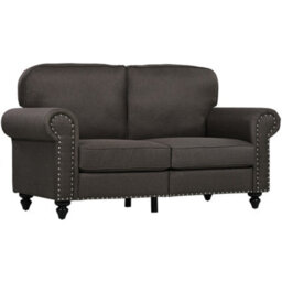 Homcom 2 Seater Sofa For Living Room, With Nailhead Trim, Dark Brown - thumbnail 2