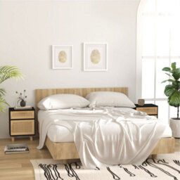 Vidaxl Bedside Cabinet Black Solid Wood Pine And Natural Rattan - thumbnail 3