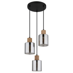 Luminosa Lighting Luminosa Aleidis Cluster Pendant Ceiling Light Matt Black Smoke Glass Shade 3X E27 - thumbnail 2