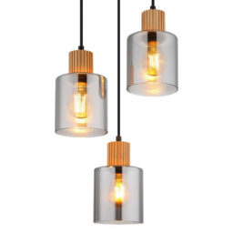 Luminosa Lighting Luminosa Aleidis Cluster Pendant Ceiling Light Matt Black Smoke Glass Shade 3X E27 - thumbnail 3