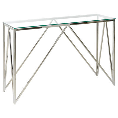 Beliani Console Table Weso Tempered Glass Silver - image 1