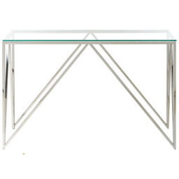 Beliani Console Table Weso Tempered Glass Silver - thumbnail 4