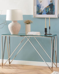 Beliani Console Table Weso Tempered Glass Silver - thumbnail 2