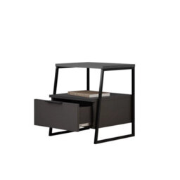 1 Drawer Modern Bedside Table Nightstand Black Frame - thumbnail 4