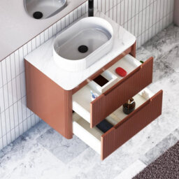 Royal Bathrooms Avenza 600mm Terracotta Clay Wall Hung Bathroom Countertop Vanity Unit 2 Drawer With Lyon Basin - thumbnail 5