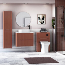 Royal Bathrooms Avenza 600mm Terracotta Clay Wall Hung Bathroom Countertop Vanity Unit 2 Drawer With Lyon Basin - thumbnail 4