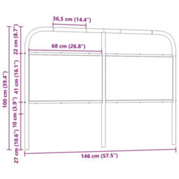 Berkfield Headboard Brown Oak 140 Cm Steel And Engineered Wood - thumbnail 7