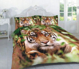 Homes & Linen 3D Animal Effect Quilt Bedding Sets With Pillow Cases Poly Cotton Luxury Tiger Multicoloured