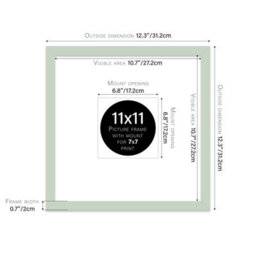 "11X11"" Mint Green Picture Frame - 11X11"" Square Frame With 7X7"" Mount For 11X11""/7X7"" Pictures Moderrn Style Thin Edge, 1 Pack" - thumbnail 2