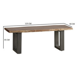 Live Edge Dining Bench - Grey Metal Legs 125Cm - thumbnail 9