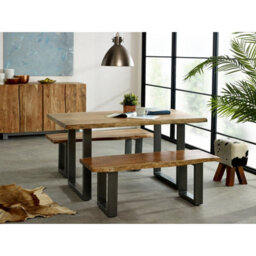 Live Edge Dining Bench - Grey Metal Legs 125Cm - thumbnail 1