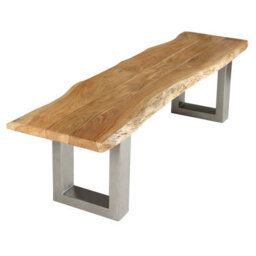 Live Edge Dining Bench - Grey Metal Legs 125Cm - thumbnail 5
