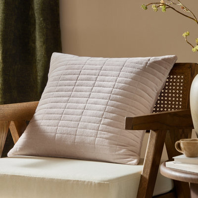 Yard Dales Quilted 100% Cotton Velvet Polyester Filled Cushion, Natural, 50 X 50Cm - image 1