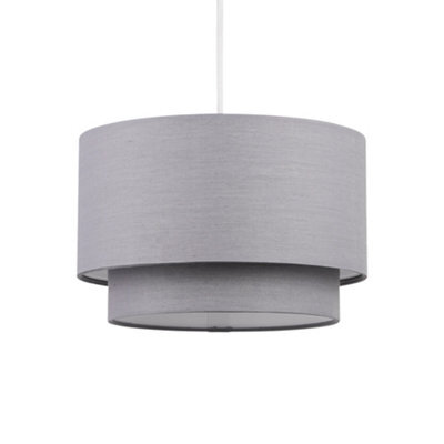 First Choice Lighting Dark Grey 2 Tier Ceiling Lamp Shade - image 1