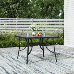 Breeins 105Cm W Square Outdoor Garden Coffee Table With Rippled Tempered Glass Top And Parasol Hole - thumbnail 2