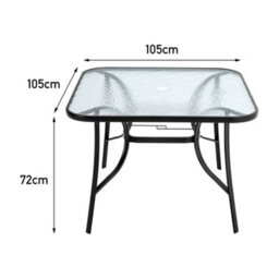 Breeins 105Cm W Square Outdoor Garden Coffee Table With Rippled Tempered Glass Top And Parasol Hole - thumbnail 8