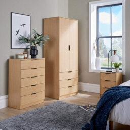 Home Source Phoenix 5 Drawer Storage Chest Oak Effect Bedroom Furniture - thumbnail 8
