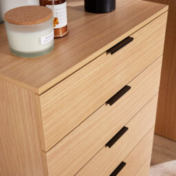 Home Source Phoenix 5 Drawer Storage Chest Oak Effect Bedroom Furniture - thumbnail 4
