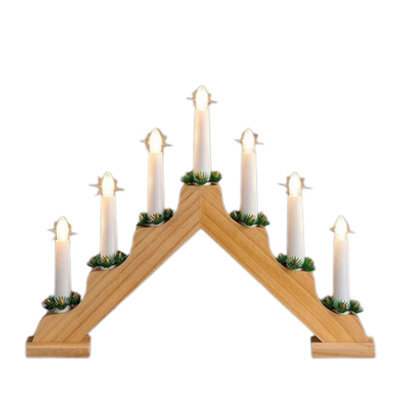 7 Led Christmas Candle Bridge - Battery Powered With 6-Hour Timer, Natural - image 1