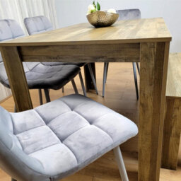 Kosy Koala Wooden Dining Table Set Of 6 Rustic Effect Table With 4 Grey Velvet Chairs And 1 Bench - thumbnail 3